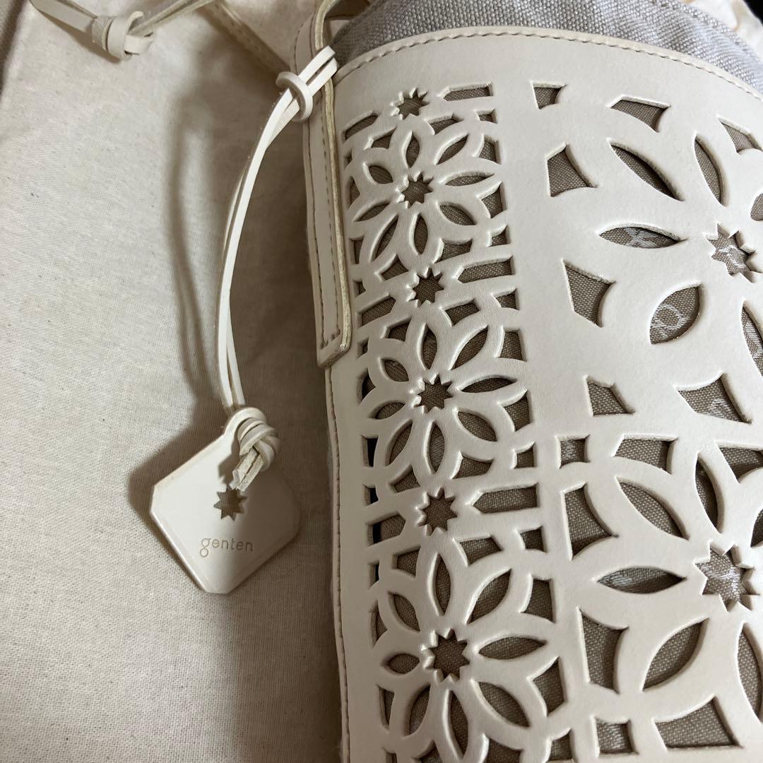 未使用 genten リネンカットワーク筒形ショルダー