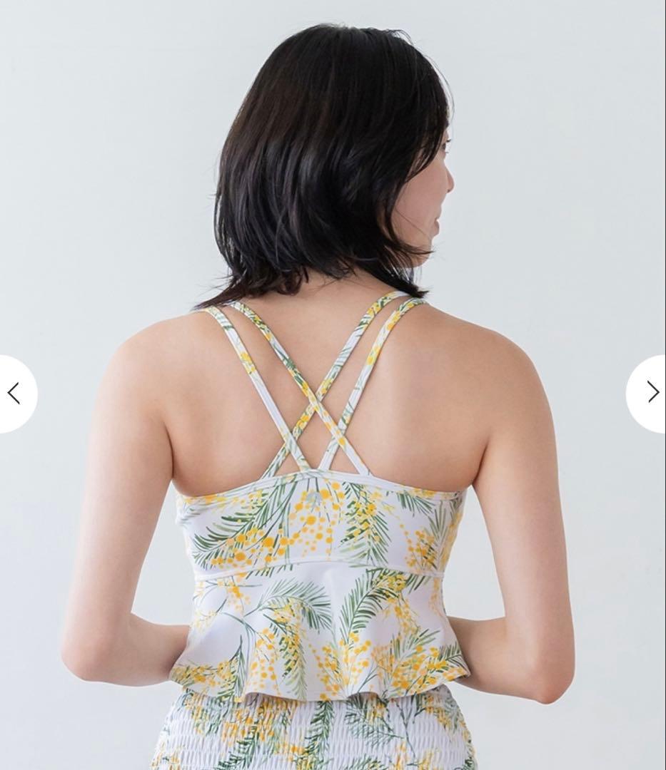 【SUKALA】スプリングフラワーフレアブラトップ ミモザ花柄 ヨガウェア S