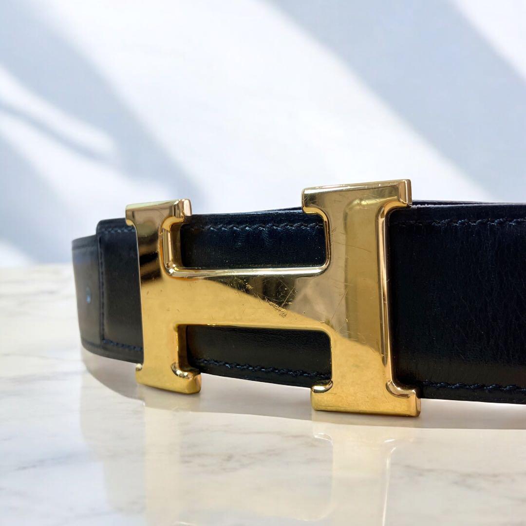 エルメス　ボックスカーフ　コンスタンス　Hベルト　60 HERMES ゴールド
