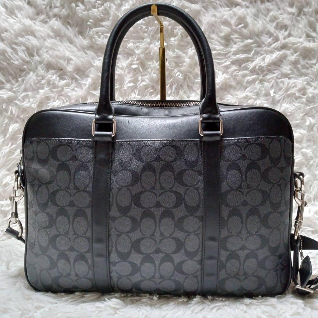 【美品】COACH シグネチャー PVC ブリーフケース ブラック 2way
