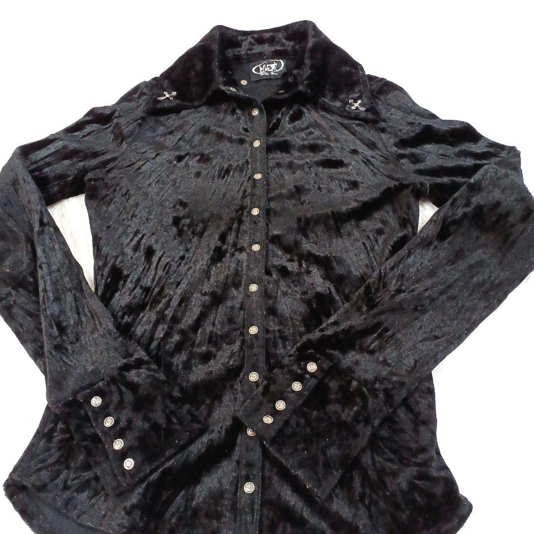 Ozz On オッズオン hikozoh ベルベット 長袖シャツ ブラック