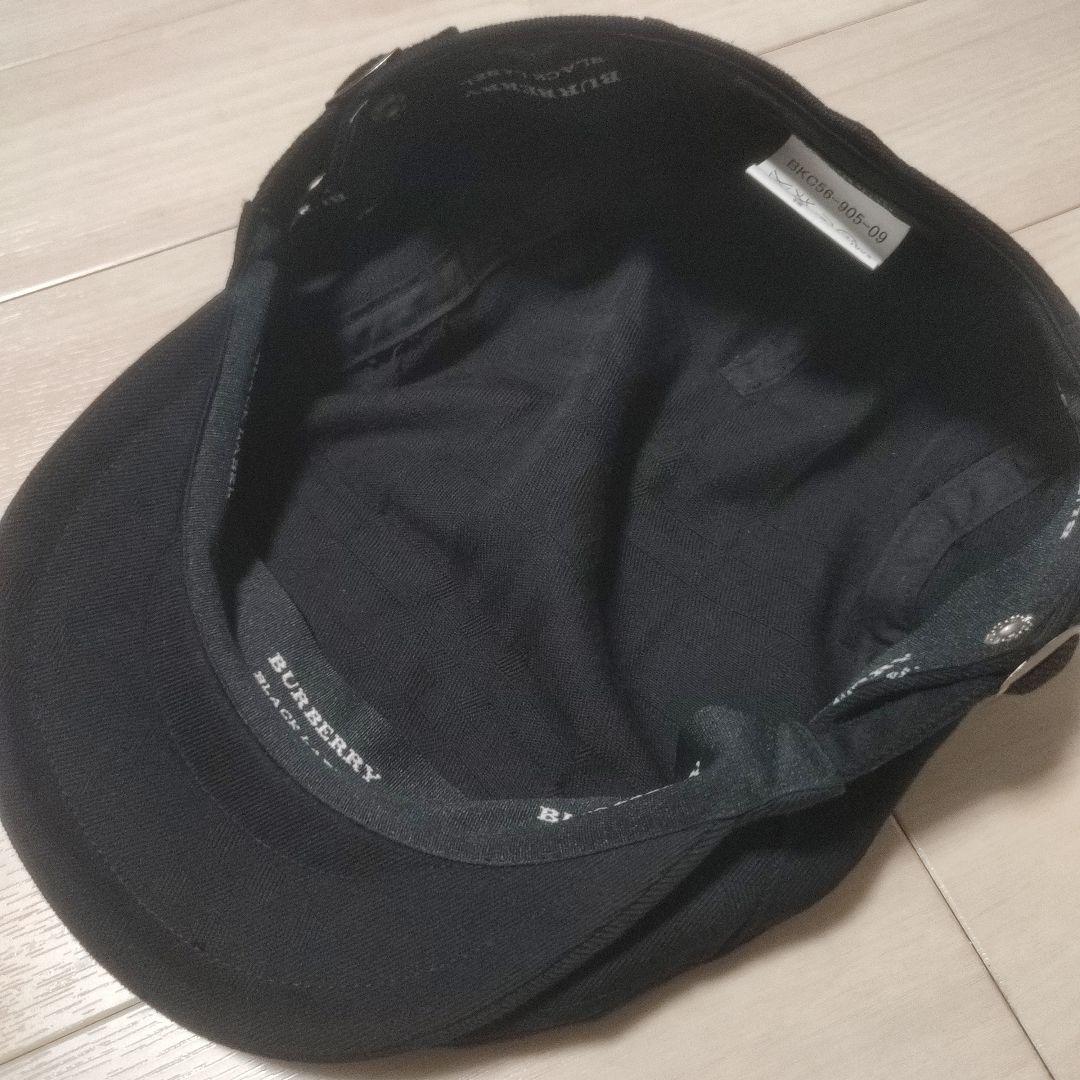 バーバリー ブラックレーベル ハンチング 帽子　キャップ　ブラック　黒　ロゴ刺繍