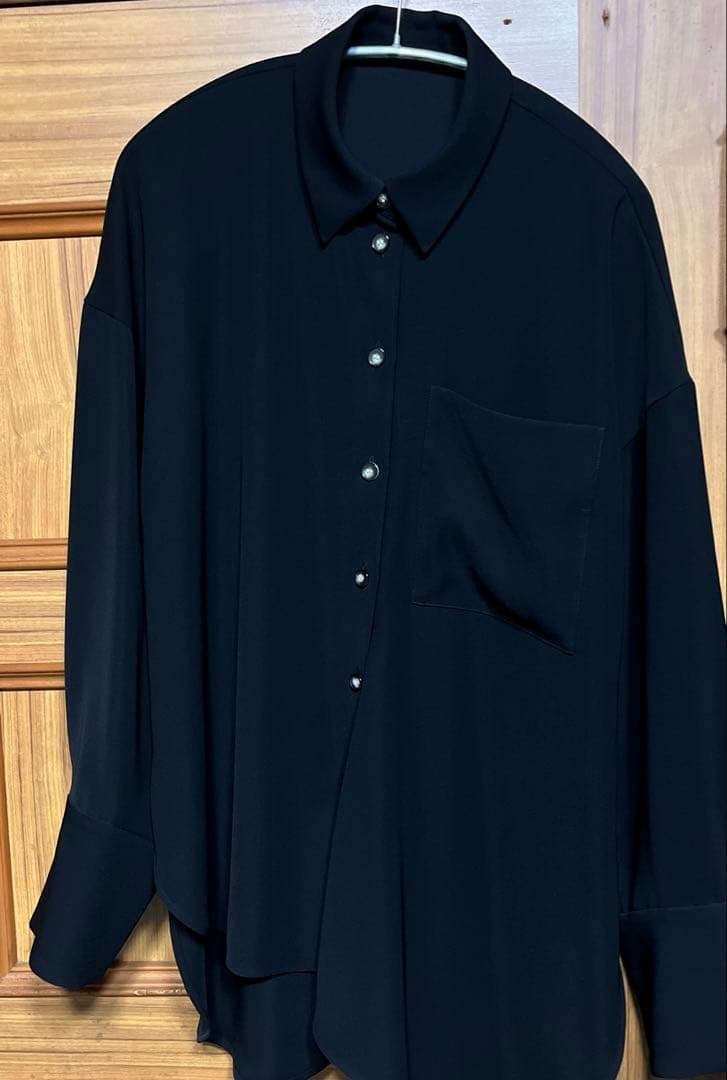 最終値下げ　2025SS ENFOLD ドレープヘムシャツ ブラック　サイズ38