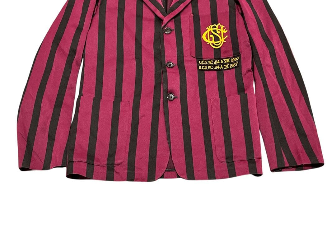 t*t様 売り切り　英国製 スクールジャケット 赤　黒 ストライプ ヴィンテージ