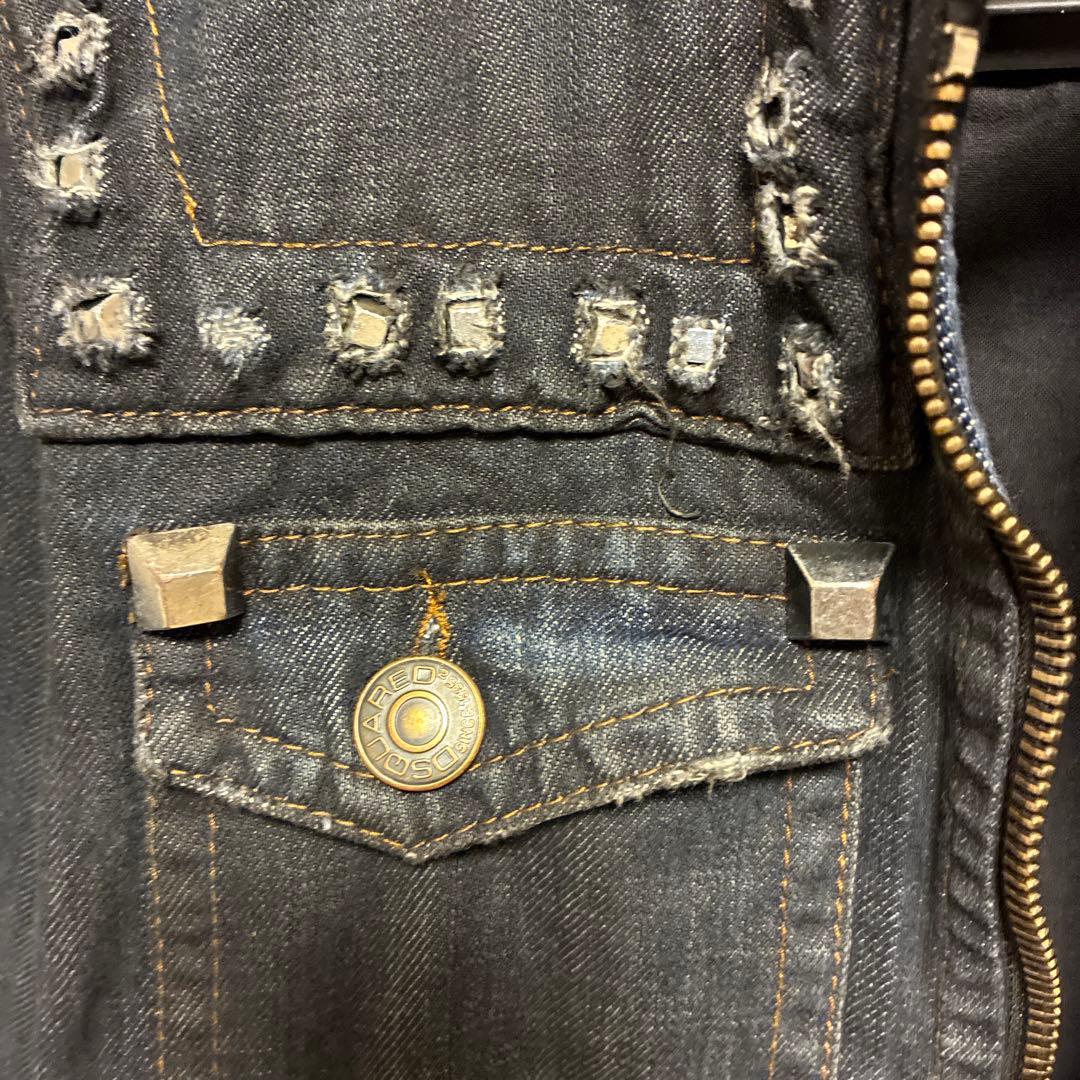 DSQUARED2 スタッズ付きブラックデニムジャケット