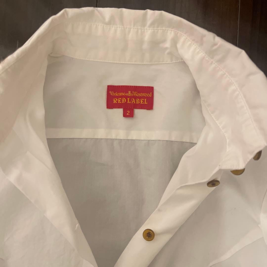 Vivienne westwood ホワイト ボタン付きシャツ 赤ロゴ刺繍