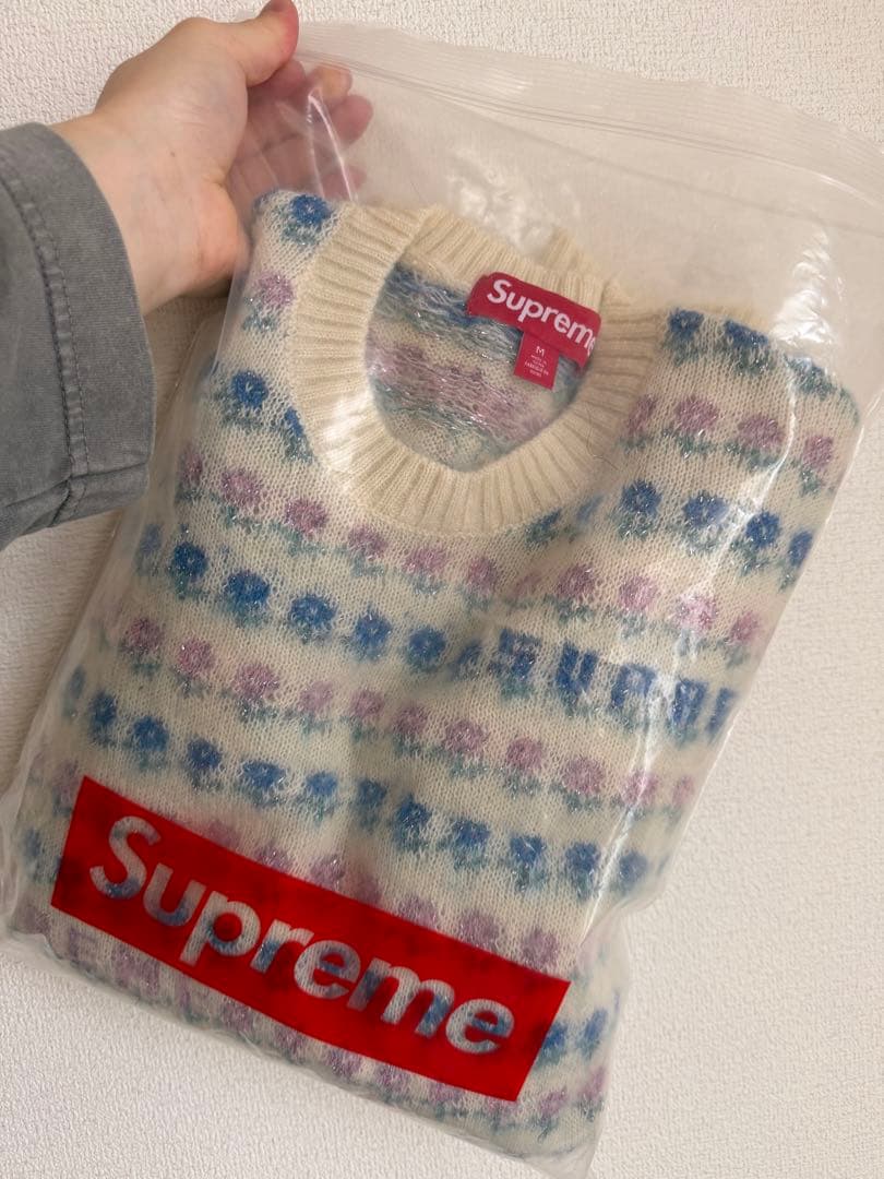 トップス Supreme Flowers llic Sweater Ivory M