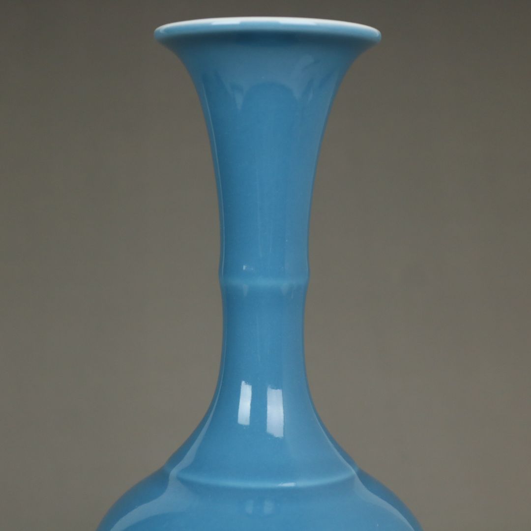 天青釉賞瓶  景徳鎮 陶磁器 装飾品 現代工芸品  美術品 置物