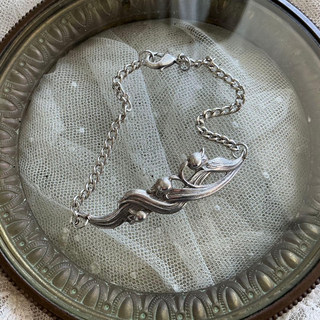 フランスアンティーク　すずらん　ブレスレット　鈴蘭　ビンテージ　シルバープレート