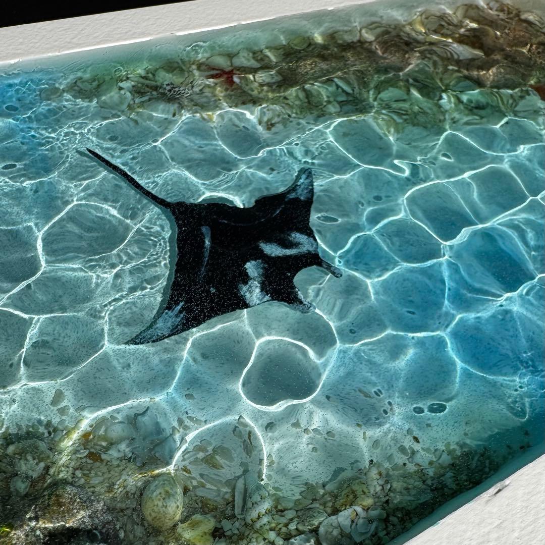 (壁掛け)レジンアート オーシャンアート マンタ 海 アート 波紋
