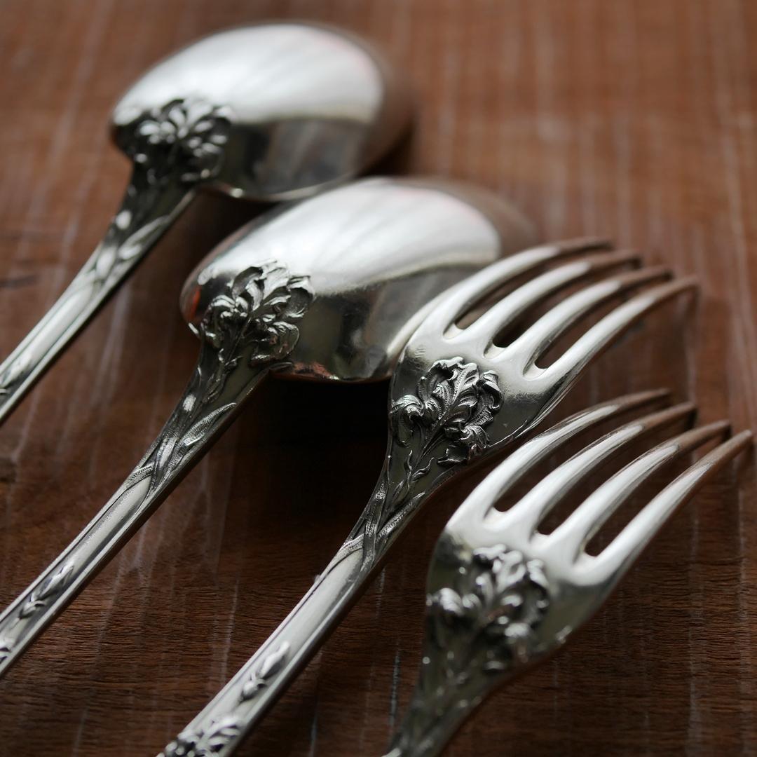 ◆PUIFORCAT◆ピュイフォルカ◆アイリス◆純銀カトラリー2客セット◆