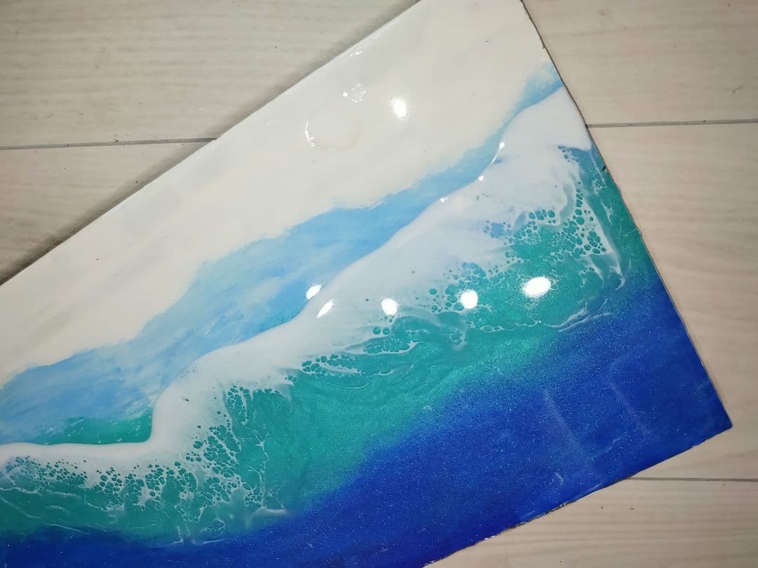 オーシャンレジン壁掛けボード　大きいサイズ　アート作品ハンドメイド　宮古ブルー