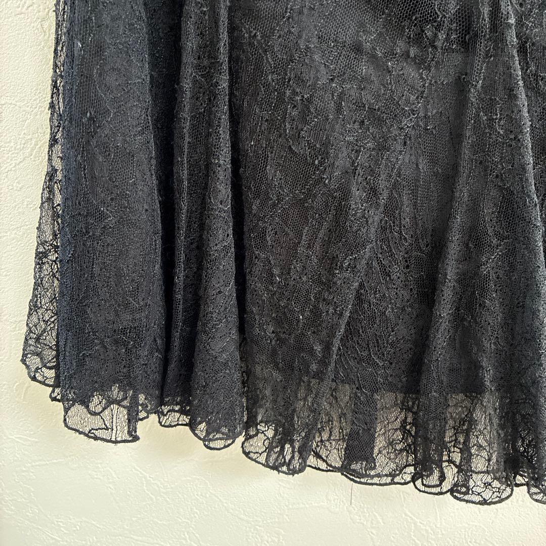 DOLCE & GABBANA ブラック 繊細レースフレアスカート size36