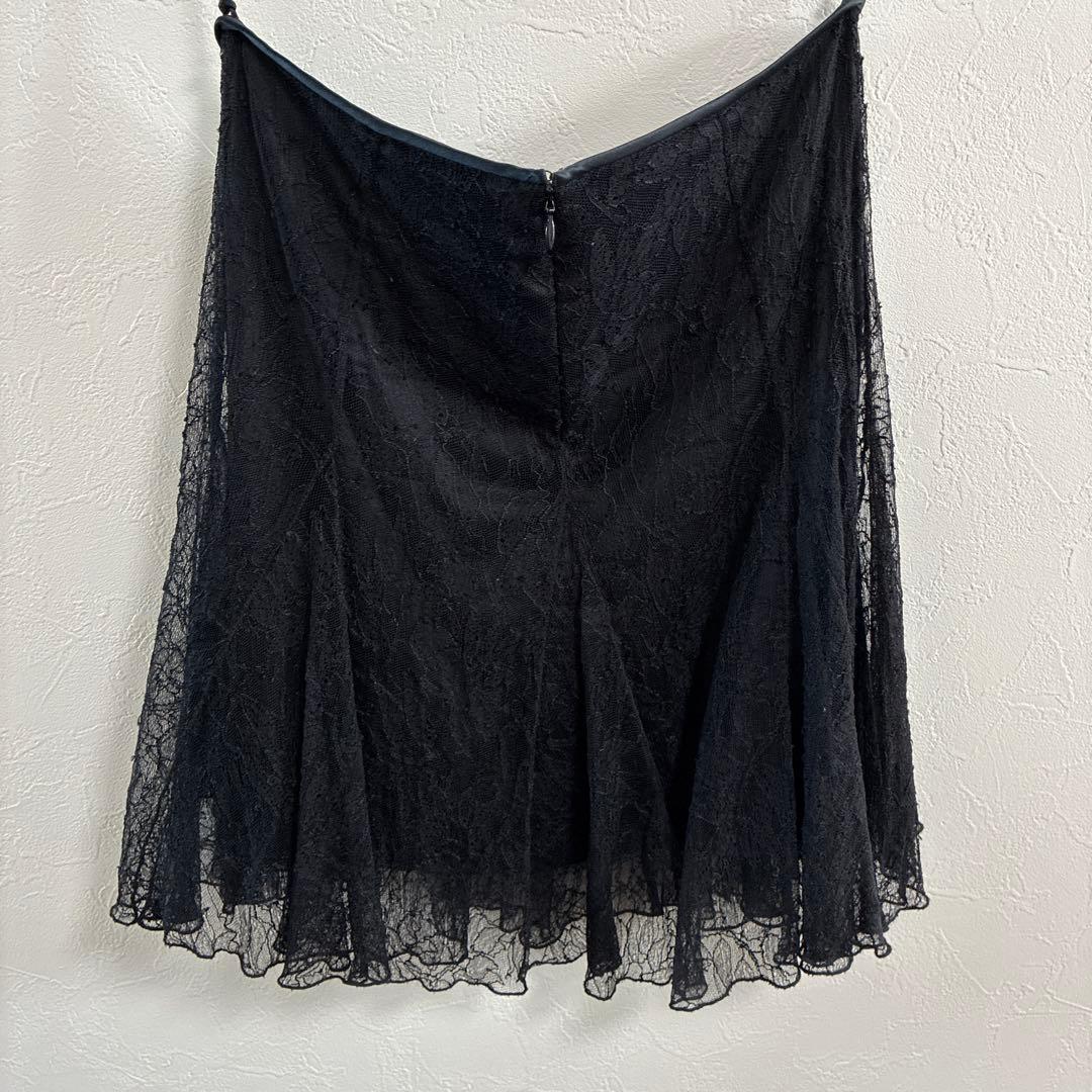 DOLCE & GABBANA ブラック 繊細レースフレアスカート size36