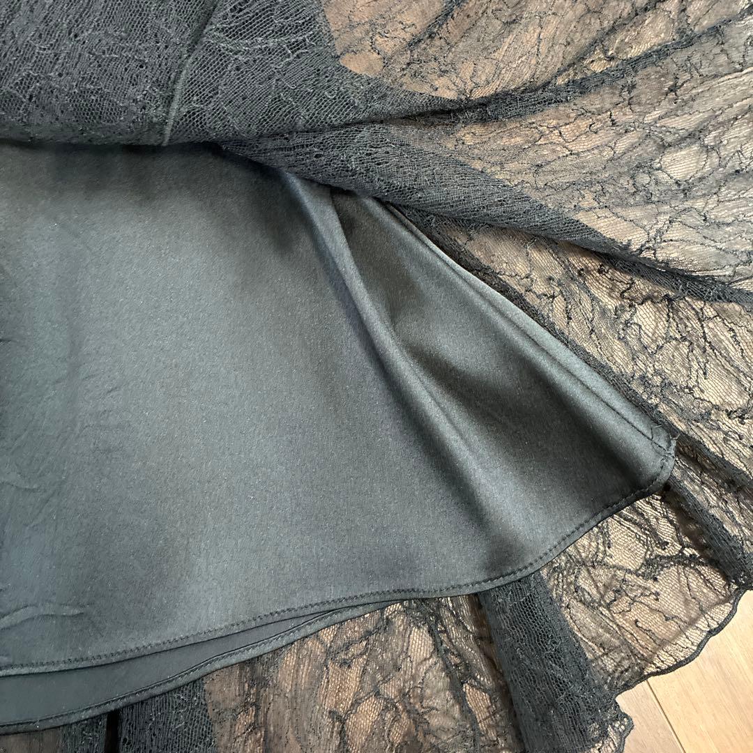 DOLCE & GABBANA ブラック 繊細レースフレアスカート size36