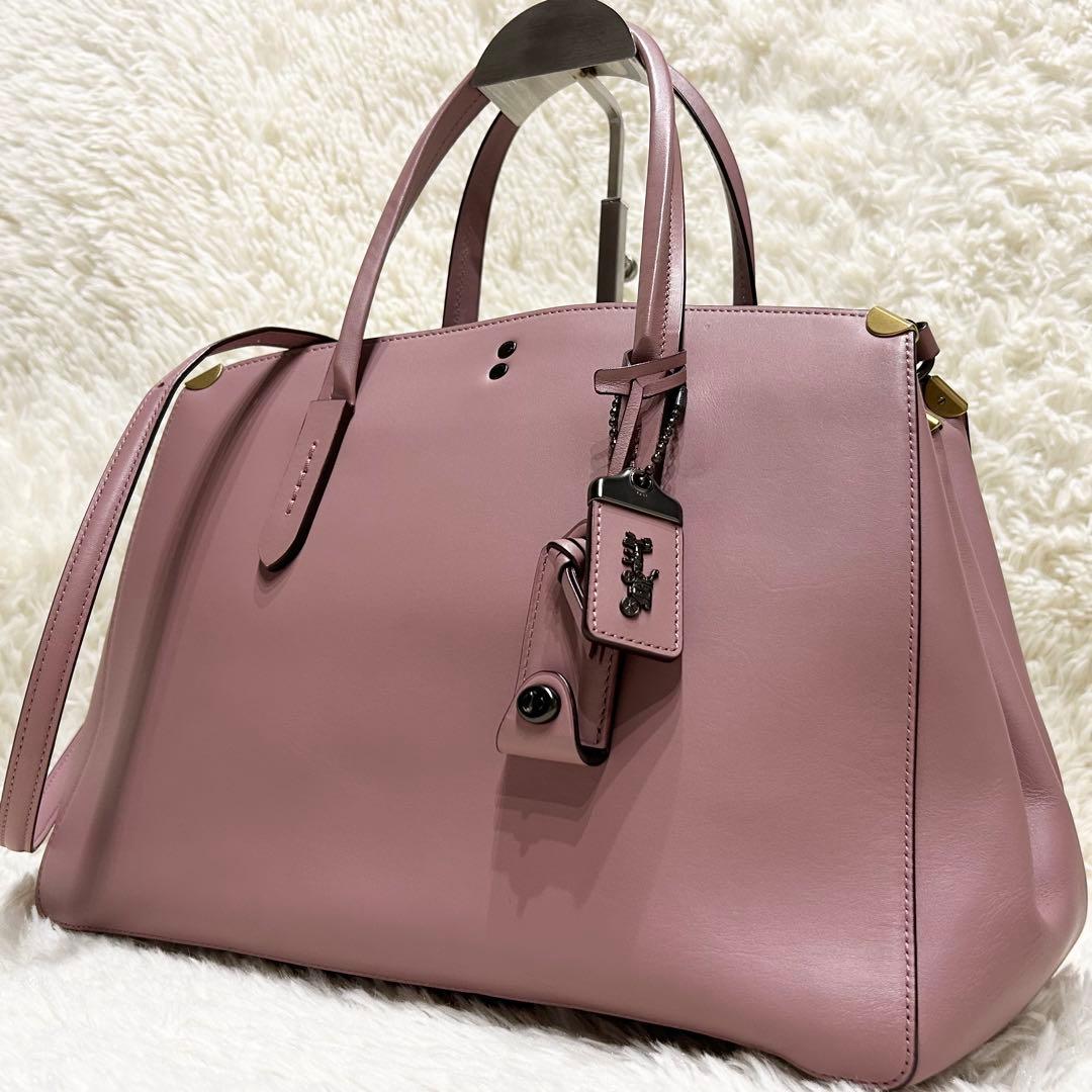 美品2WAY コーチ ワンショルダー ハンドバッグ レザー スエード ピンク