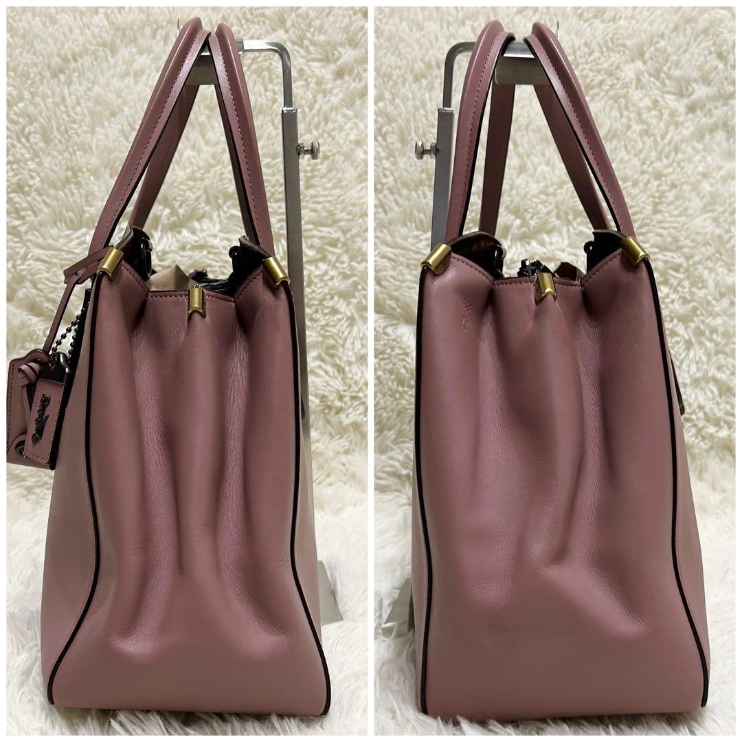 美品2WAY コーチ ワンショルダー ハンドバッグ レザー スエード ピンク