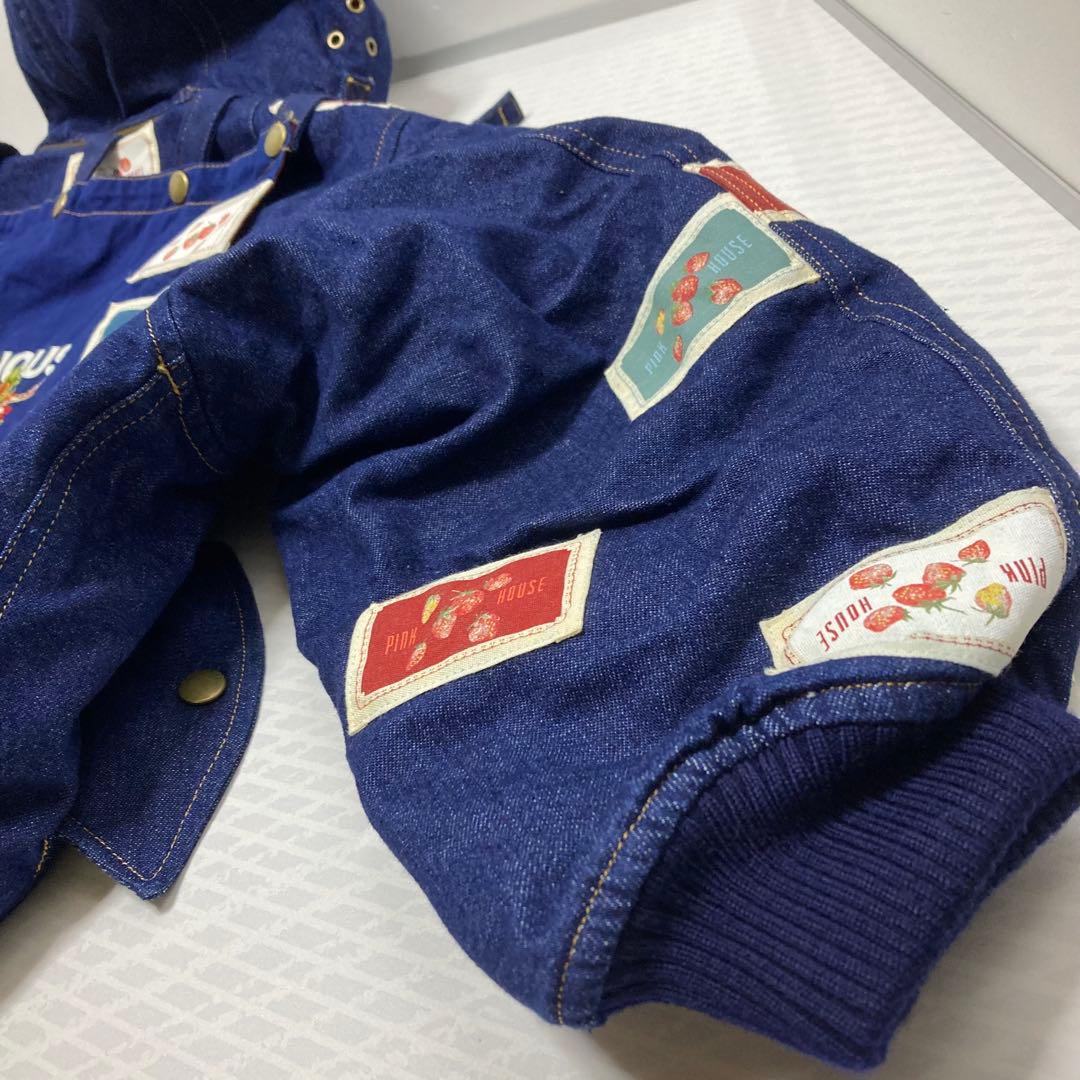 極美品　希少　ピンクハウス デニムブルゾン ゼッケン 苺 フード ワッペン　S