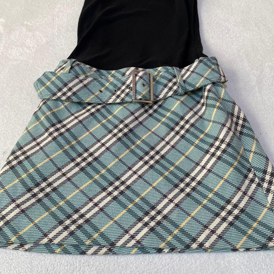 バーバリーブルーレーベル　ノースリーブ　ワンピース　ノバチェック　ニット　38