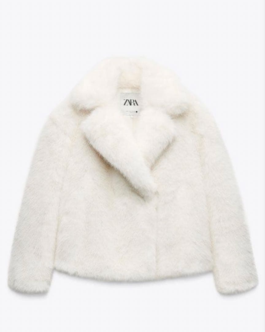ZARA ホワイトファーコート ショート丈