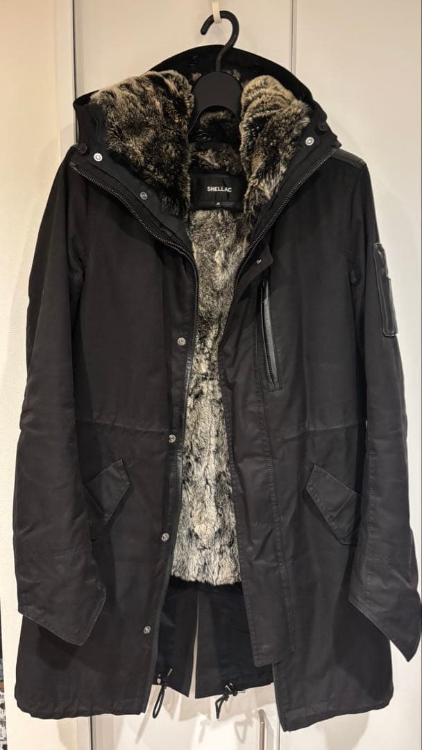 SHELLAC シェラック ラビットファーライナー モッズコート ブラック 美品