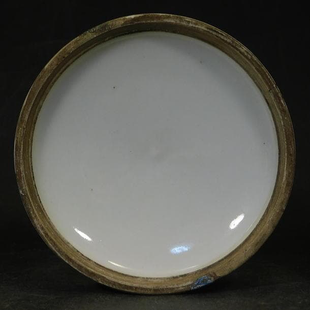 【中国美術　粉彩　竹林七賢人図　蓋物（大香合）／玩玉】