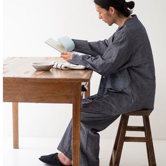 ライトサッカーカーディジャケット 3 グレー リネン混 ノーカラージャケット