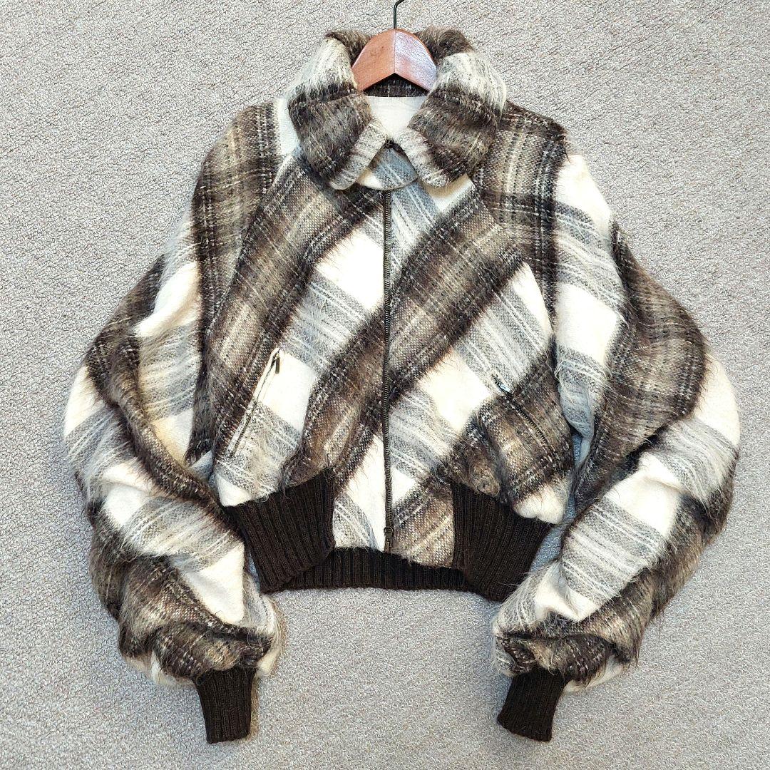Miki MIALY 　モヘアチェック柄ショート丈ジャケット　36　極美品✨