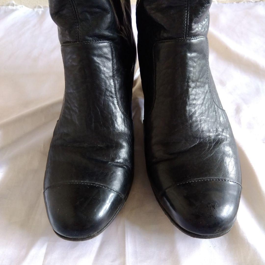 CHANEL 乗馬ブーツ 黒 39C 軽量 本革　箱　保存袋　大丸