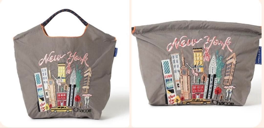 ボールアンドチェーン　チャコット　ニューヨーク　アッシュグレー　トートM＆ポーチ