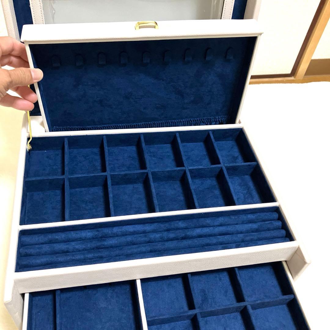 【新品未使用】グレー5層鏡面蓋 大容量 ジュエス宝石時計ブレスレット収納BOX