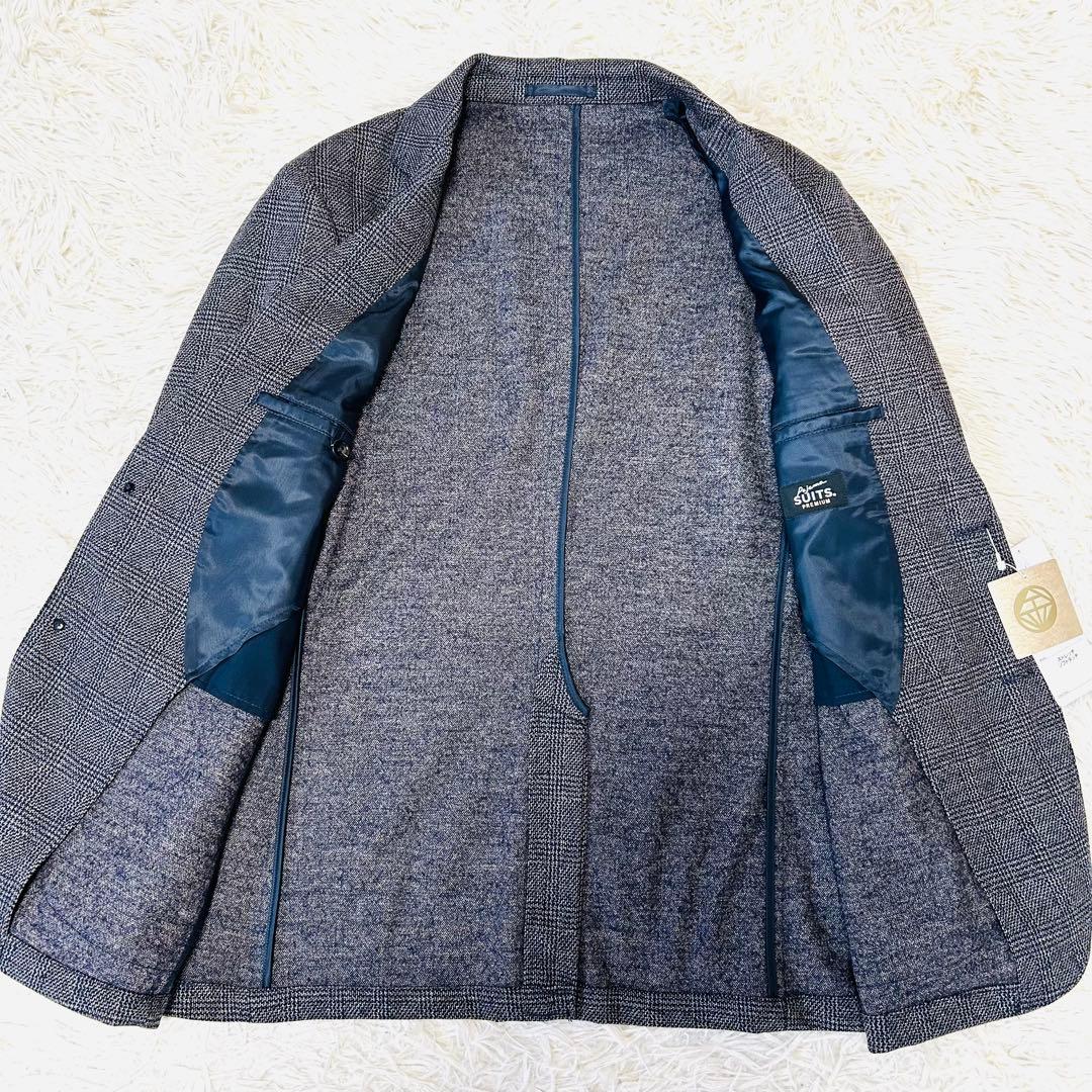金のパジャマスーツ【未使用タグ付】プレミアムウールジャージ 紺グレンチェックBM