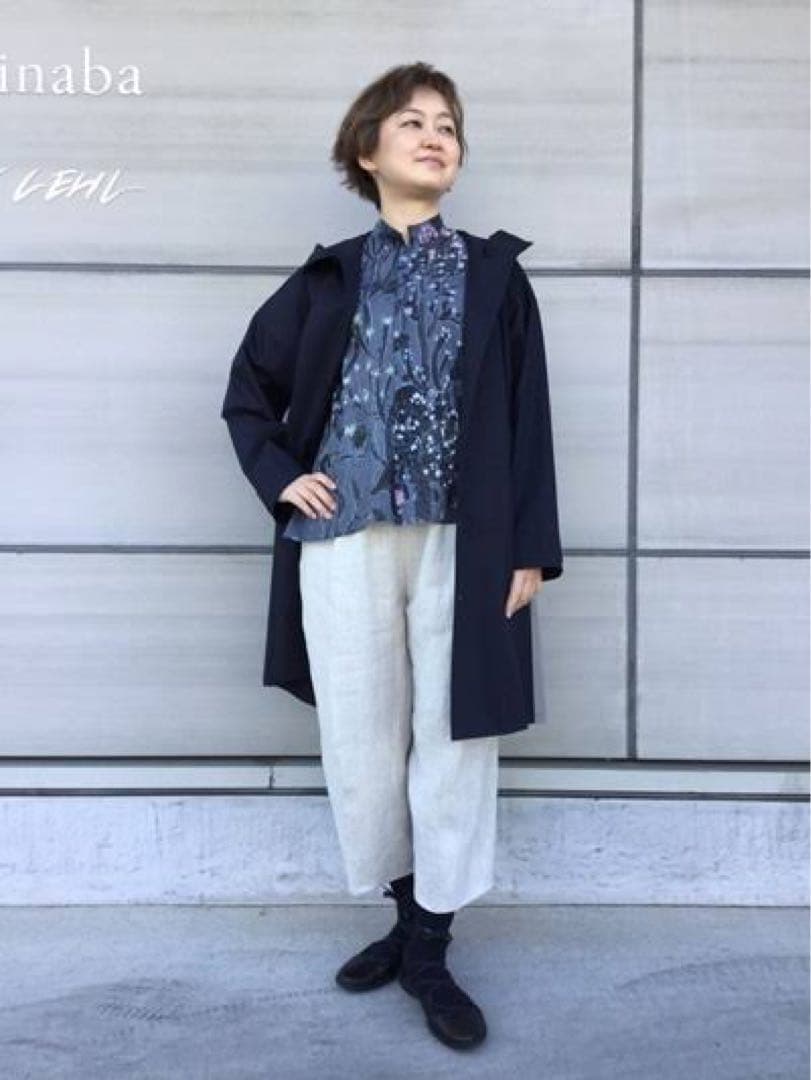 JURGEN LEHL サボテン柄ノースリーブチュニック コットンリネン