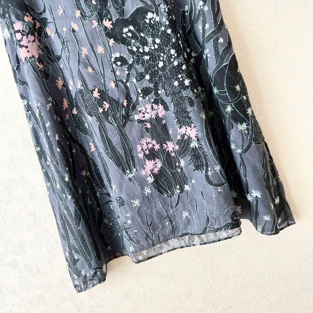 JURGEN LEHL サボテン柄ノースリーブチュニック コットンリネン