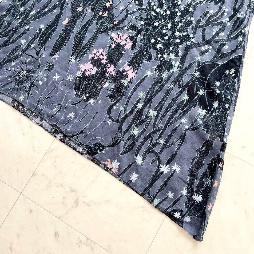 JURGEN LEHL サボテン柄ノースリーブチュニック コットンリネン