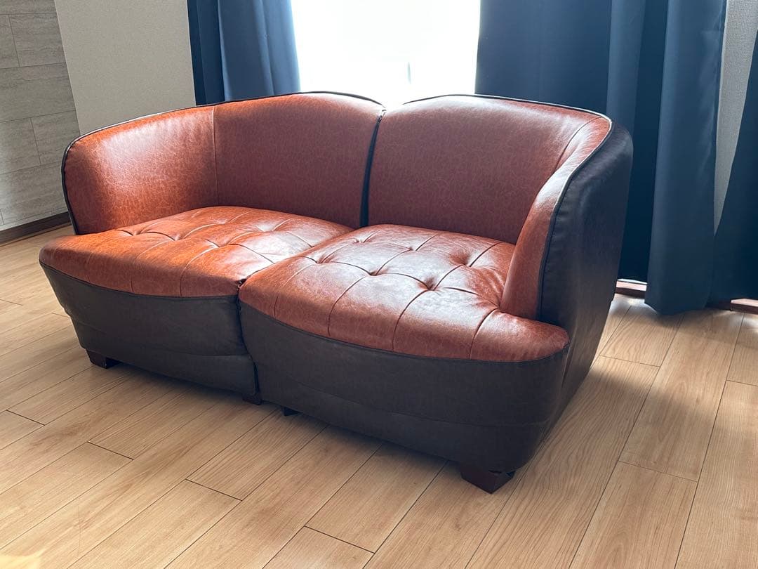 2人掛けソファ(ブラウン)