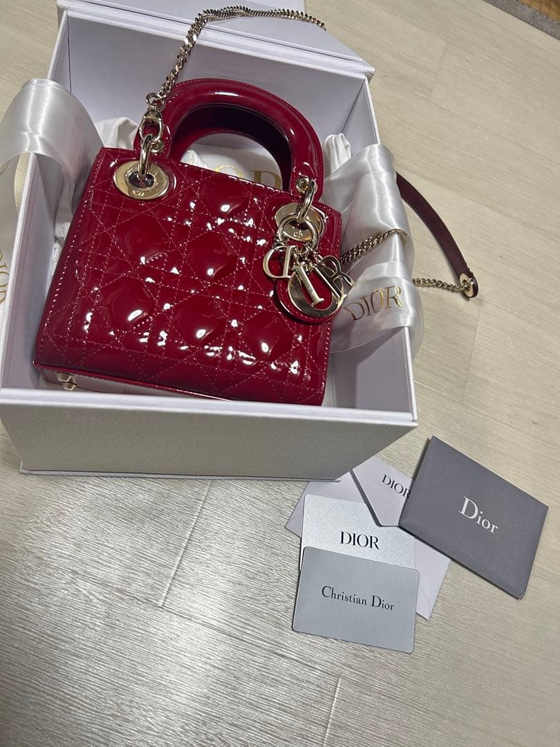 u*可様 Lady Dior バッグ ミニ レッド