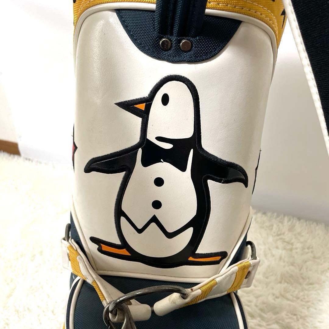 ペンギンロゴ✨マンシングウェア キャディバッグ レザー×ナイロン カート式 大型