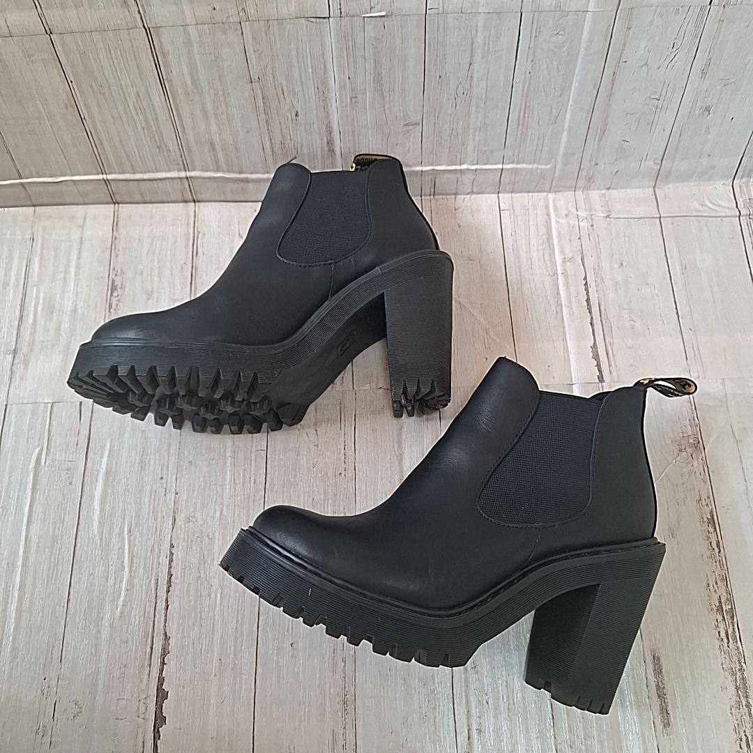 未使用級【23.5】ドクターマーチン ハーストン サイドゴアブーツ 厚底 黒