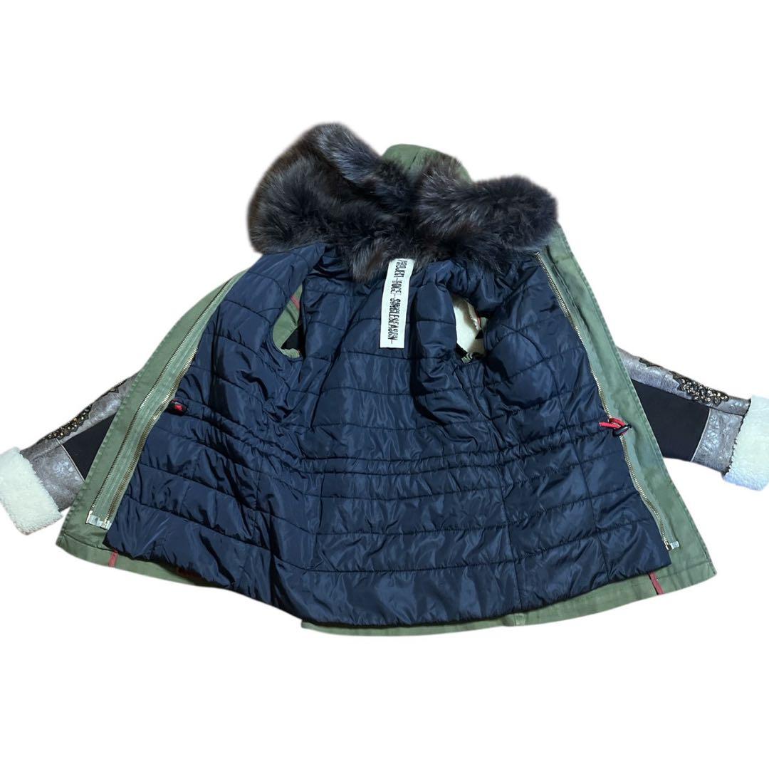 レア♡ イタリア製！リアルレザー　リアルファー　スパンコール　3ウェイ　アウター