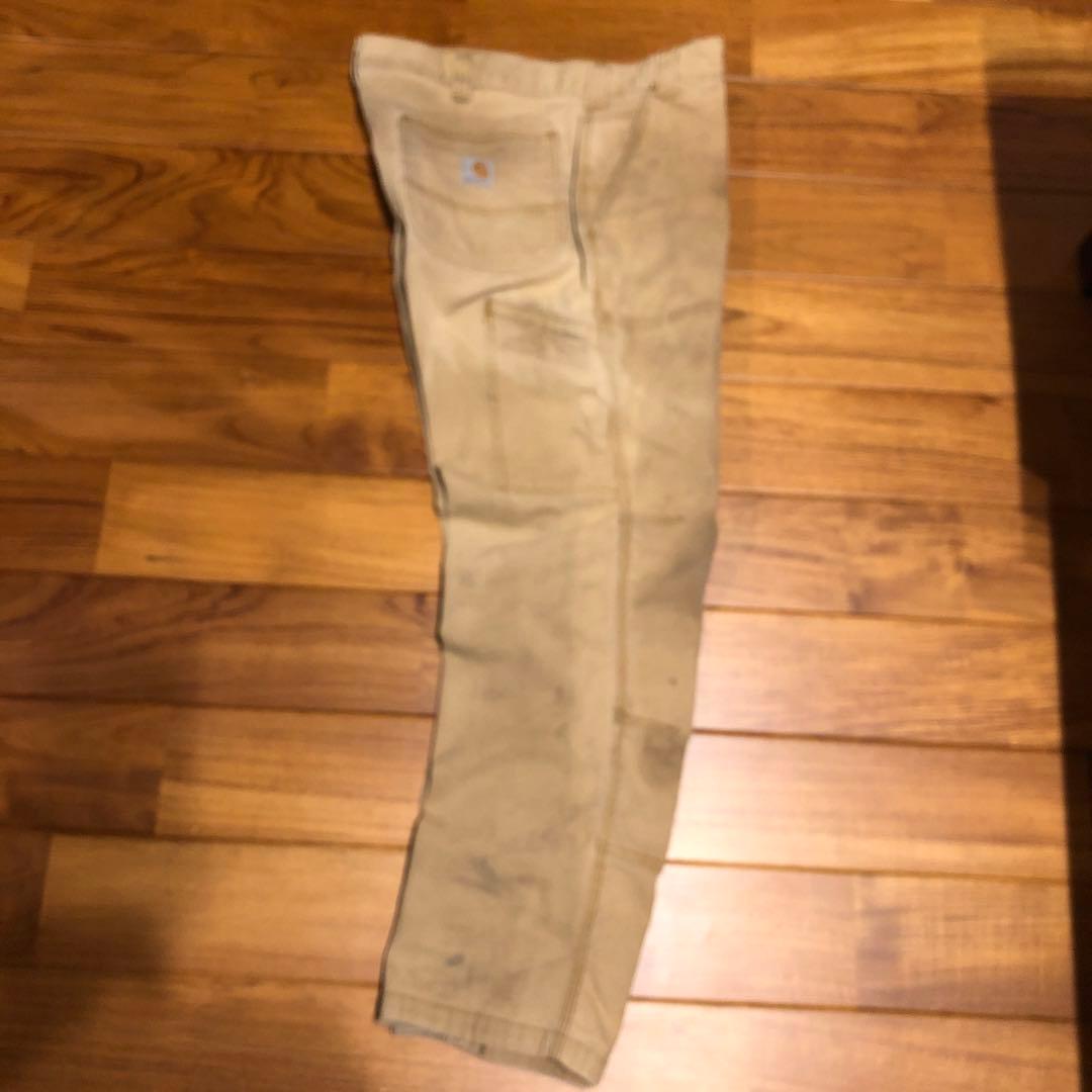 CARHARTTダブルニーワークパンツ ベージュ　汚れデザイン34／30