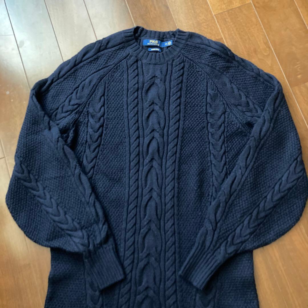 ポロラルフローレン ケーブルニットワンピース　ネイビー