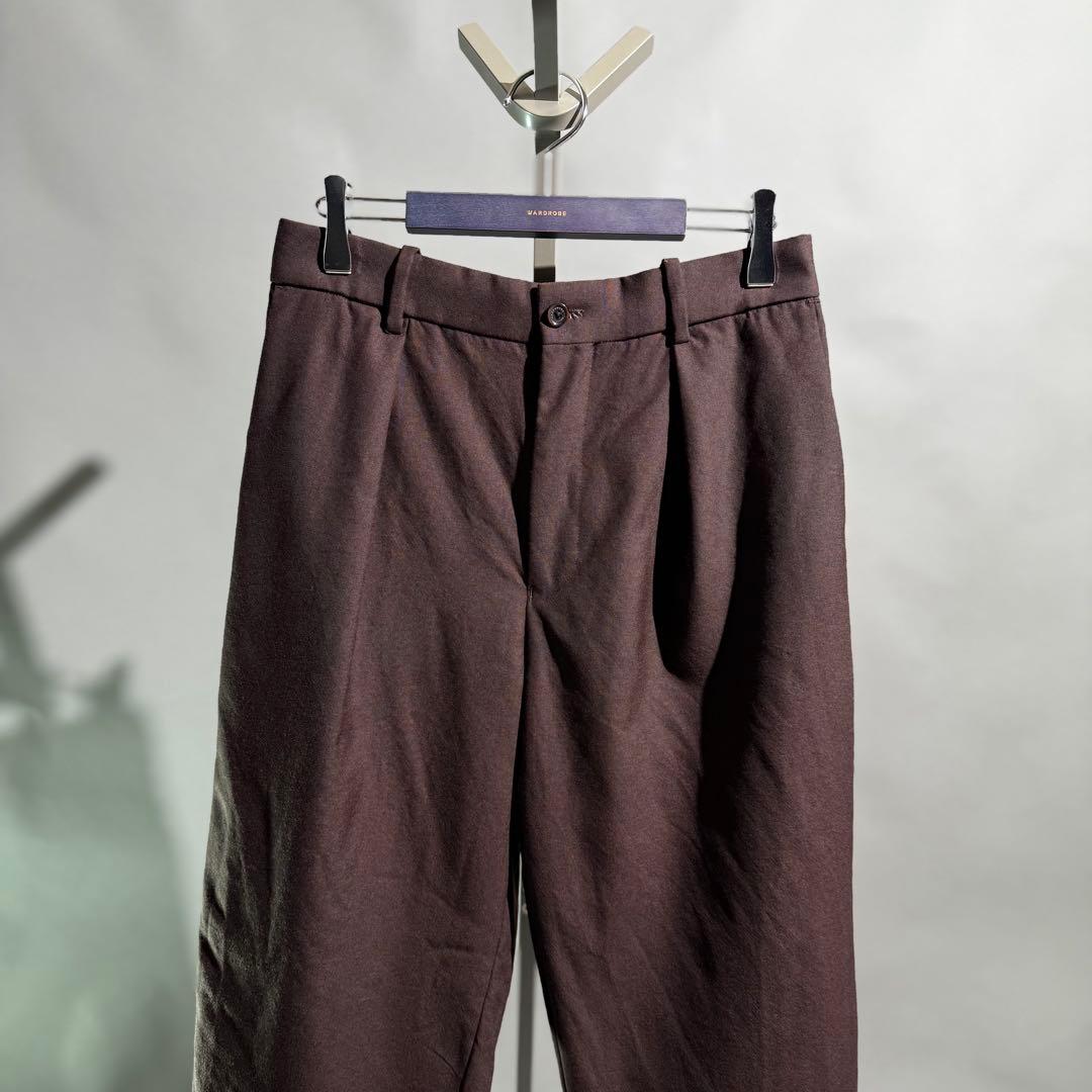 MARKAWARE ペグトップウールスラックス 2 ダークブラウン