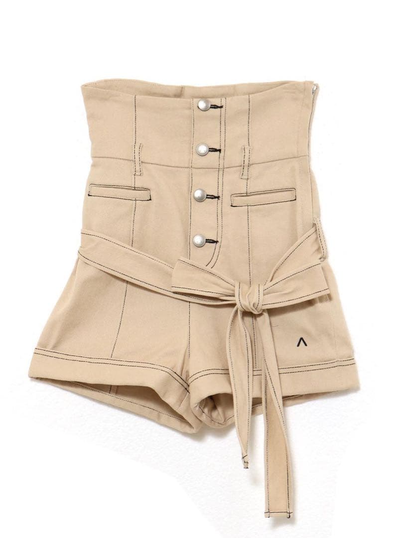 パンツ andmary Highwaist ribbon pants beige