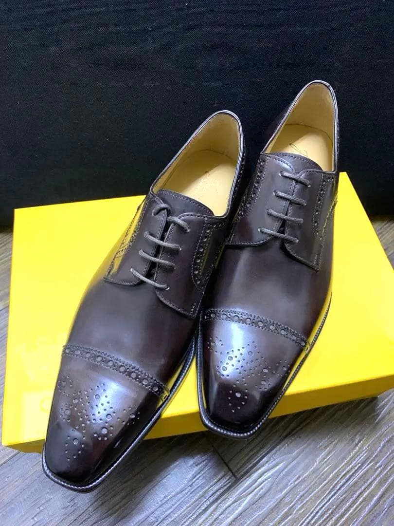 フランチェスコべニーニョ　ダークブラウン レザー ドレスシューズ　8