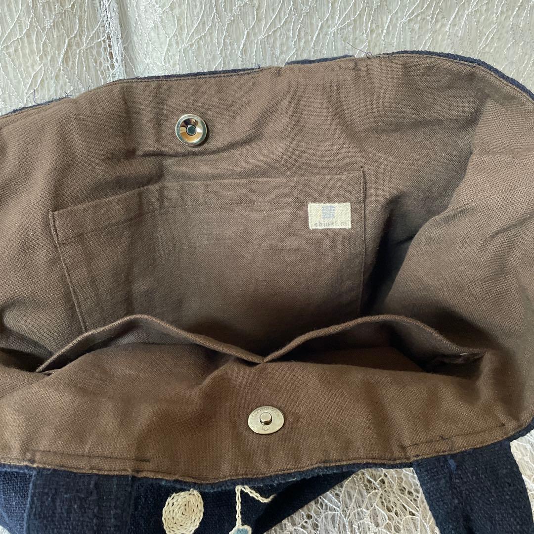 徳島藍染・藍染作家さん 手作り・刺繍付き藍染トートバッグ大小セット