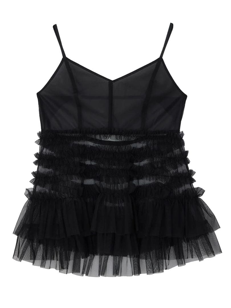 アメリヴィンテージ　BLACK TULLE RAFFLE CAMI TOP