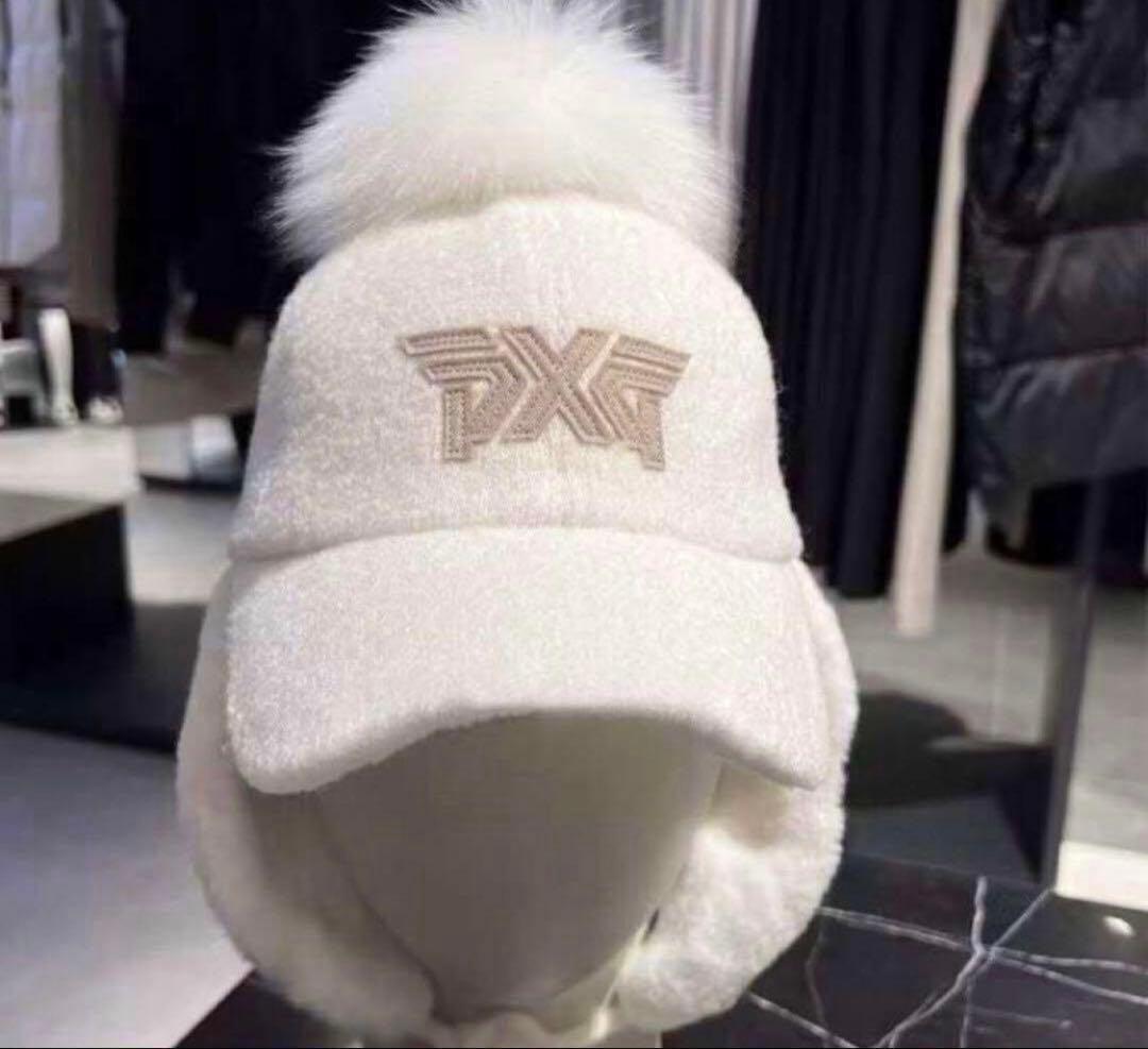 【新品未使用】pxg ゴルフレディース冬用キャップボンボン 耳あて 防寒