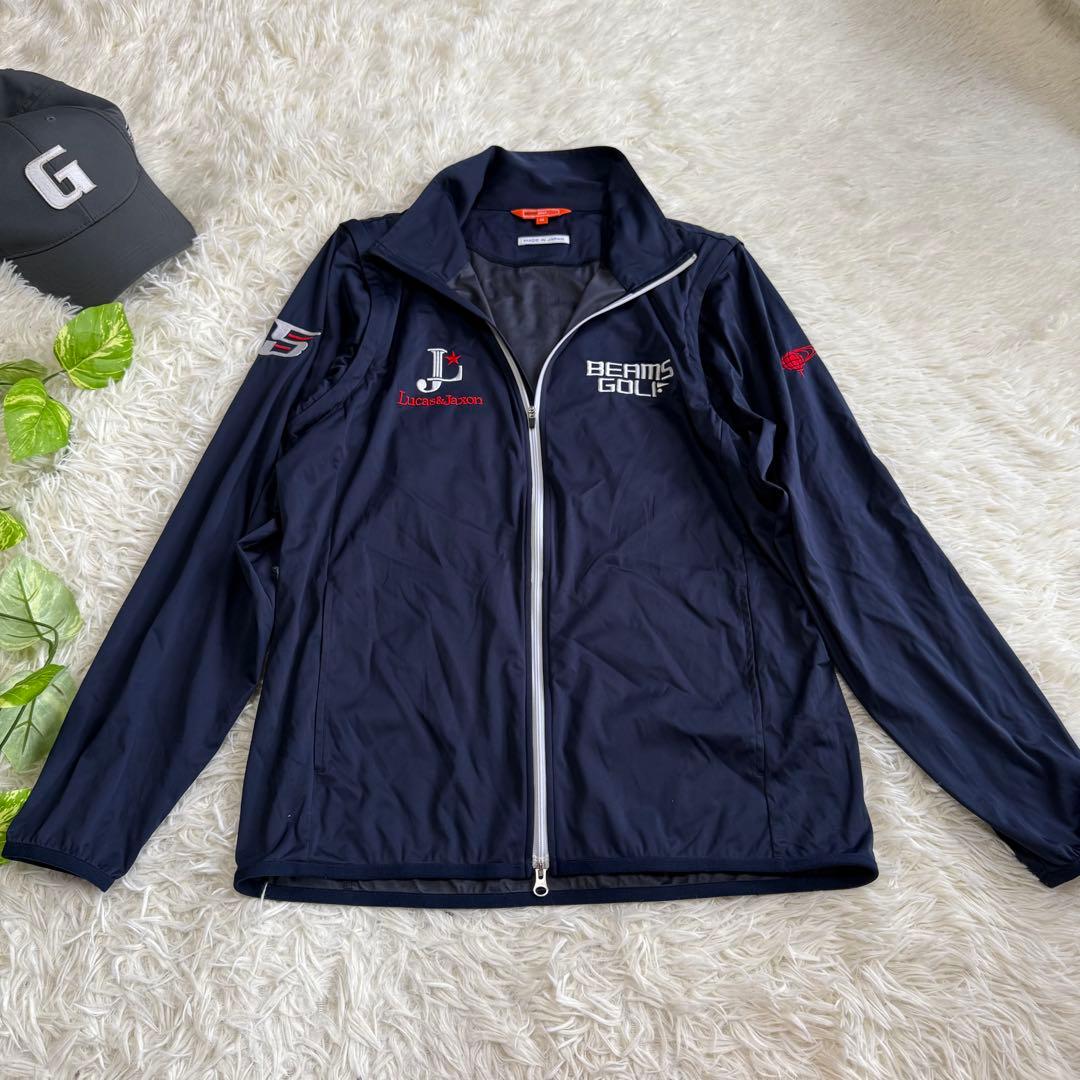 【ビームスゴルフ】美品 ジップジャケット 2way ネイビー Mサイズ メンズ