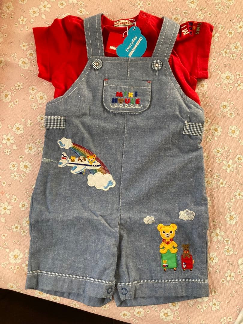 ミキハウス オーバーオール 80cm新品未使用　箱入り、袋付き